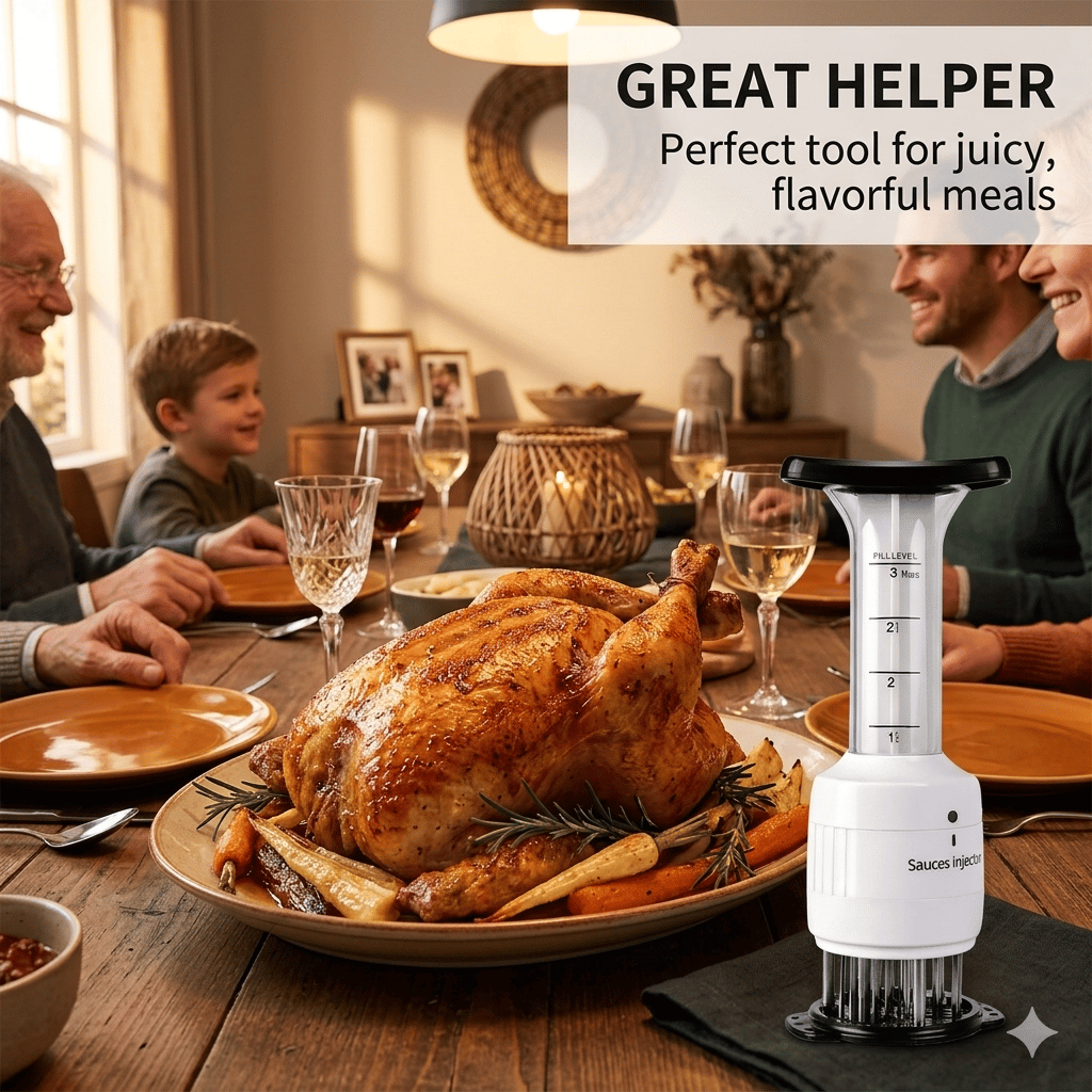 4-in-1 Meat Tenderizer and Marinade Injector Tool with Needle for Steak, Poultry, and Roasts