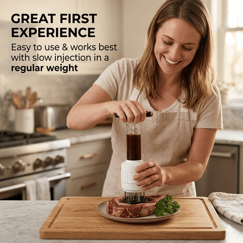 4-in-1 Meat Tenderizer and Marinade Injector Tool with Needle for Steak, Poultry, and Roasts