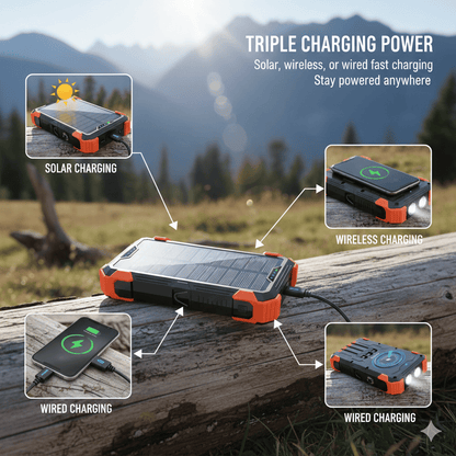 42800 mAh Solar Charger Power Bank Wireless Charger