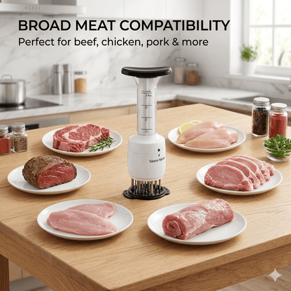 4-in-1 Meat Tenderizer and Marinade Injector Tool with Needle for Steak, Poultry, and Roasts
