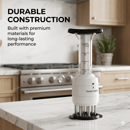 4-in-1 Meat Tenderizer and Marinade Injector Tool with Needle for Steak, Poultry, and Roasts