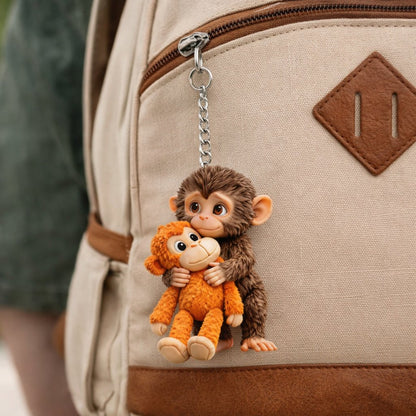 🐵3D Viral Punch Monkey Keychain 💕- Emotional Gift for Animal Lovers, Family, Friends, Loved Ones🎁