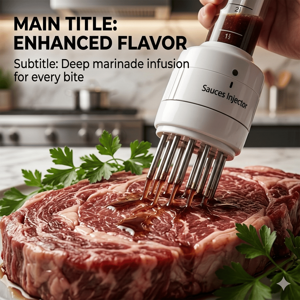 4-in-1 Meat Tenderizer and Marinade Injector Tool with Needle for Steak, Poultry, and Roasts