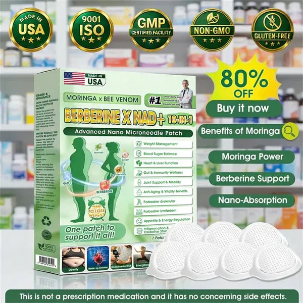 Moringa Berberine 10-in-1 Advanced Nano Microneedle Patch BEST
