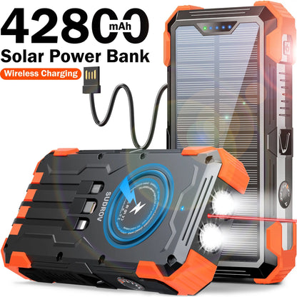 42800 mAh Solar Charger Power Bank Wireless Charger