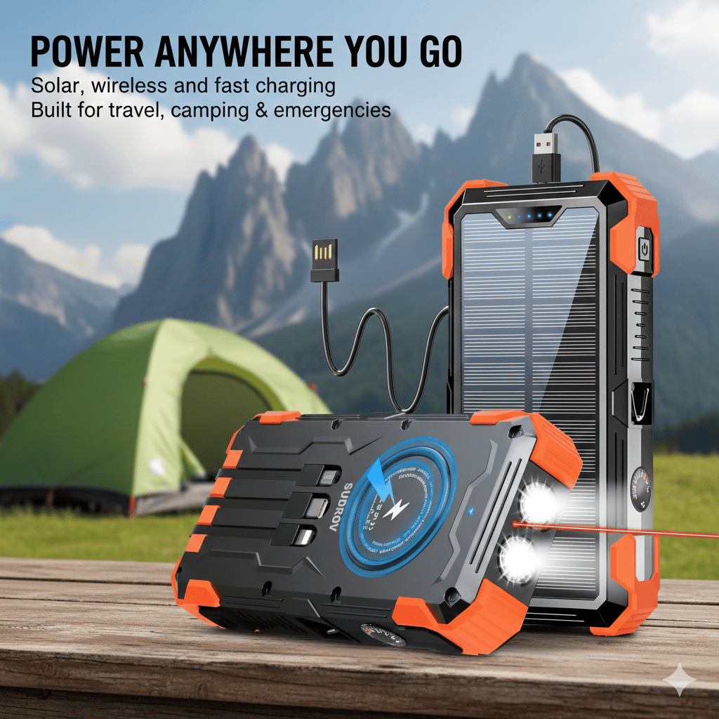 42800 mAh Solar Charger Power Bank Wireless Charger