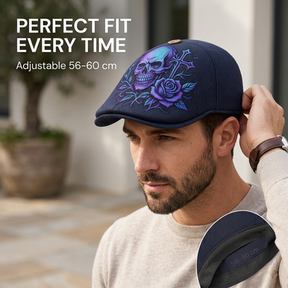 🔥Last Day 49% OFF💀Handcrafted Skull & Thorn Flat Cap🎁