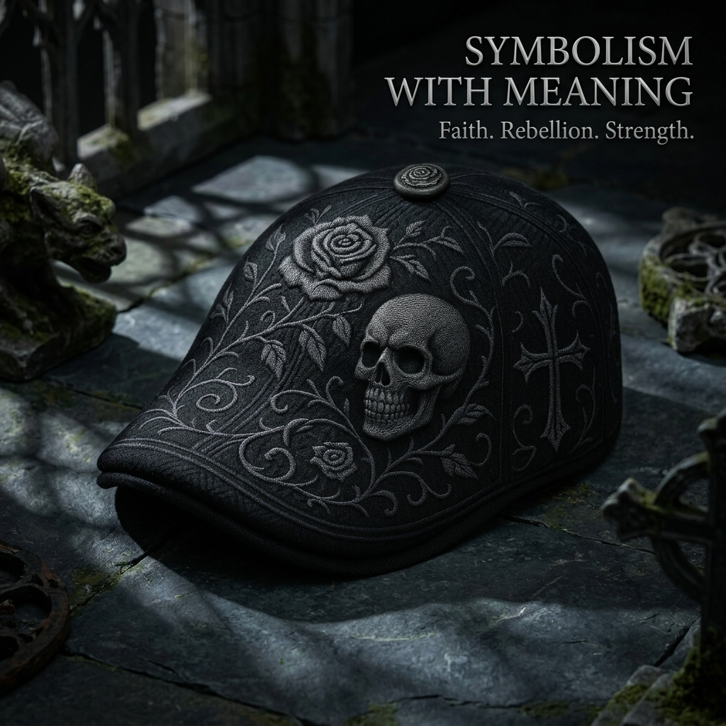 🔥Last Day 49% OFF💀Handcrafted Skull & Thorn Flat Cap🎁